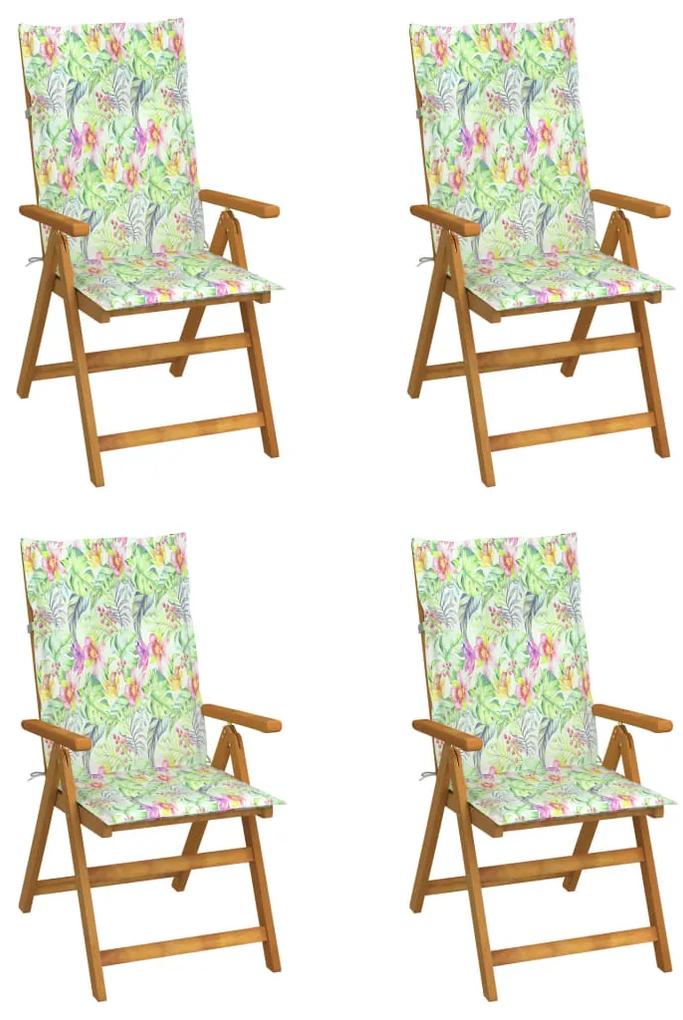 3065359 vidaXL Cadeiras jardim reclináveis c/ almofadões 4 pcs acácia maciça