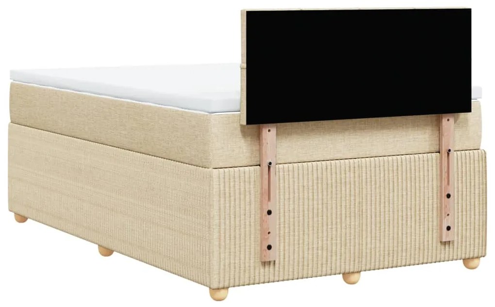 Cama boxspring com colchão 120x190 cm tecido cor creme