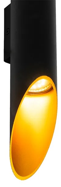 Candeeiro de parede moderno preto com dourado no interior 5,6 cm - Organo Moderno