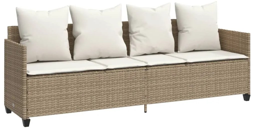 5 pcs conjunto de sofás p/ jardim com almofadões vime PE bege