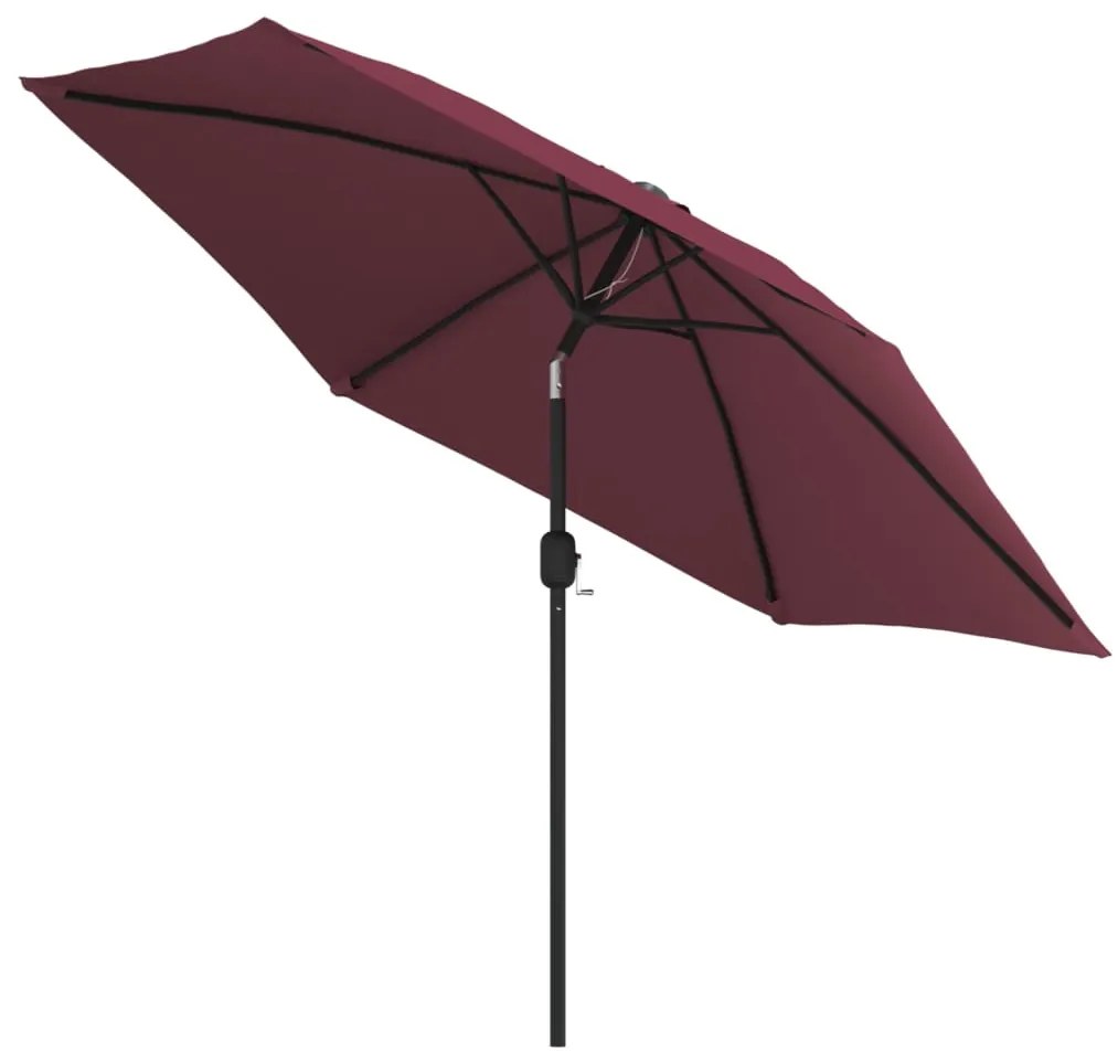 Guarda-sol de jardim com poste de metal 300 cm bordô