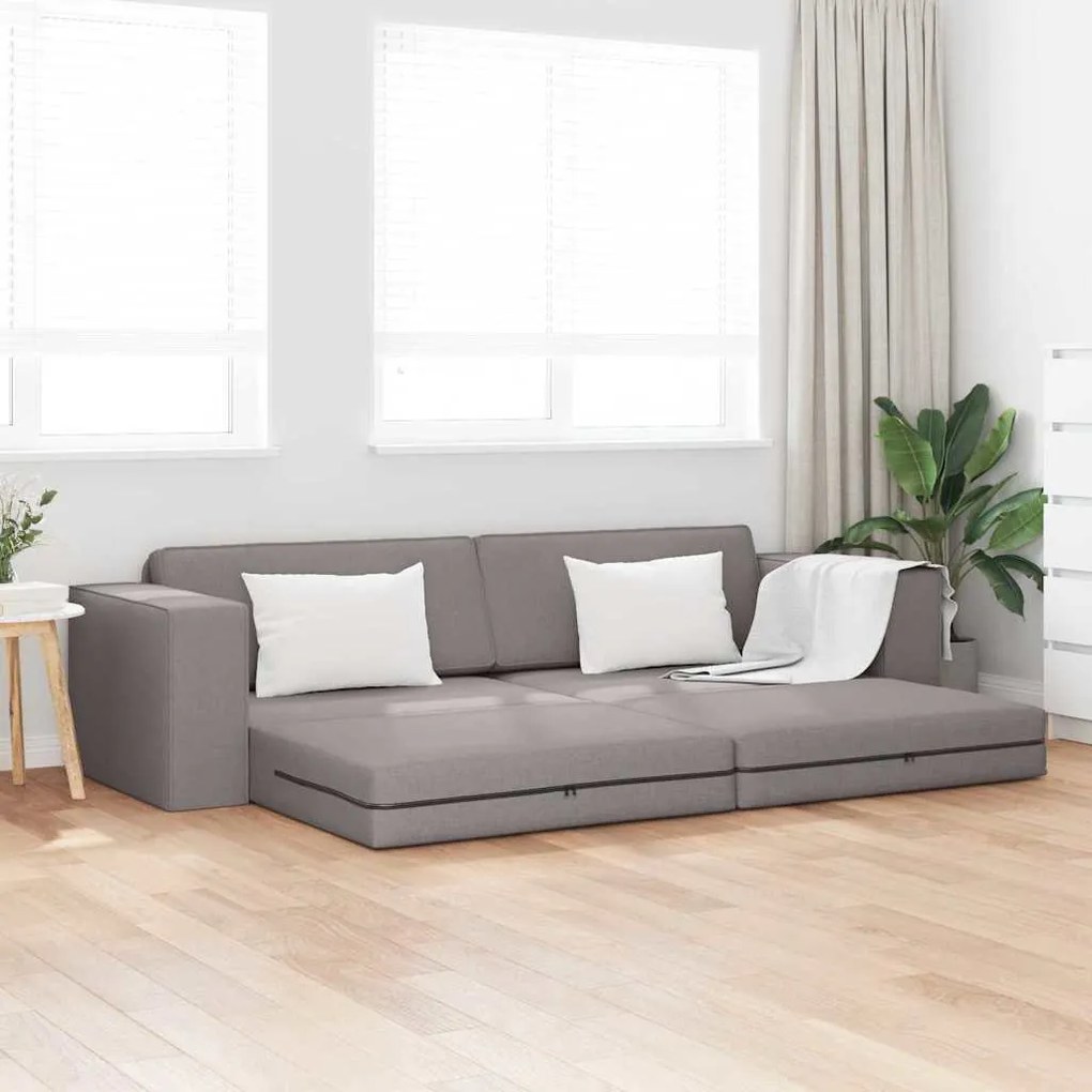 vidaXL Sofá-Cama de Chão 2 em 1 Taupe 245x150x60.5 cm Tecido