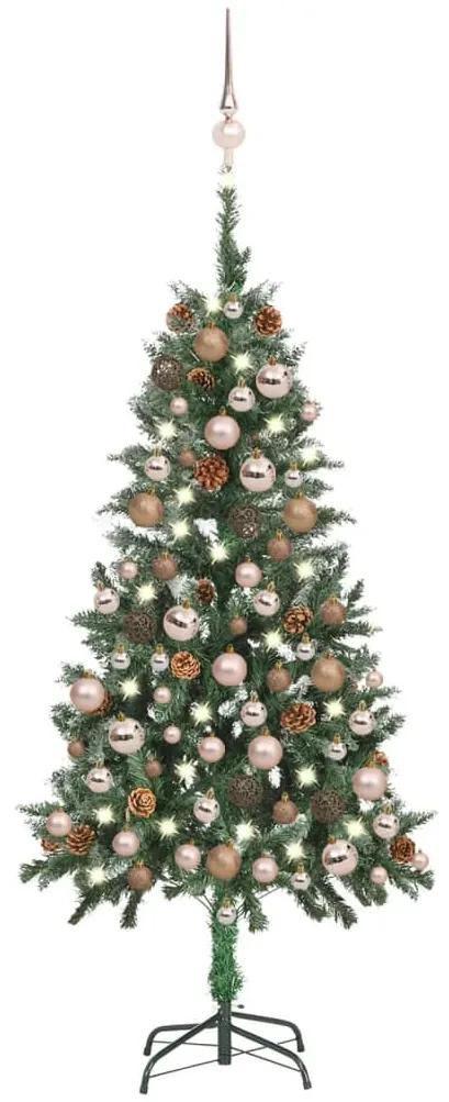3077847 vidaXL Árvore Natal artificial pré-iluminada c/ bolas e pinhas 150 cm