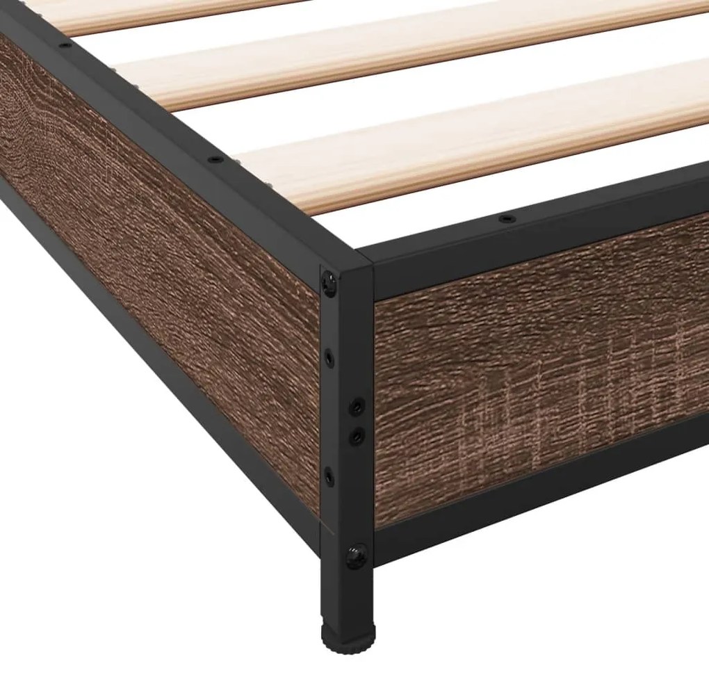 Estrutura de cama derivados de madeira/metal carvalho castanho