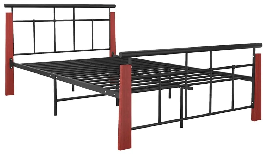 Estrutura de cama 120x200 cm metal/madeira de carvalho maciça