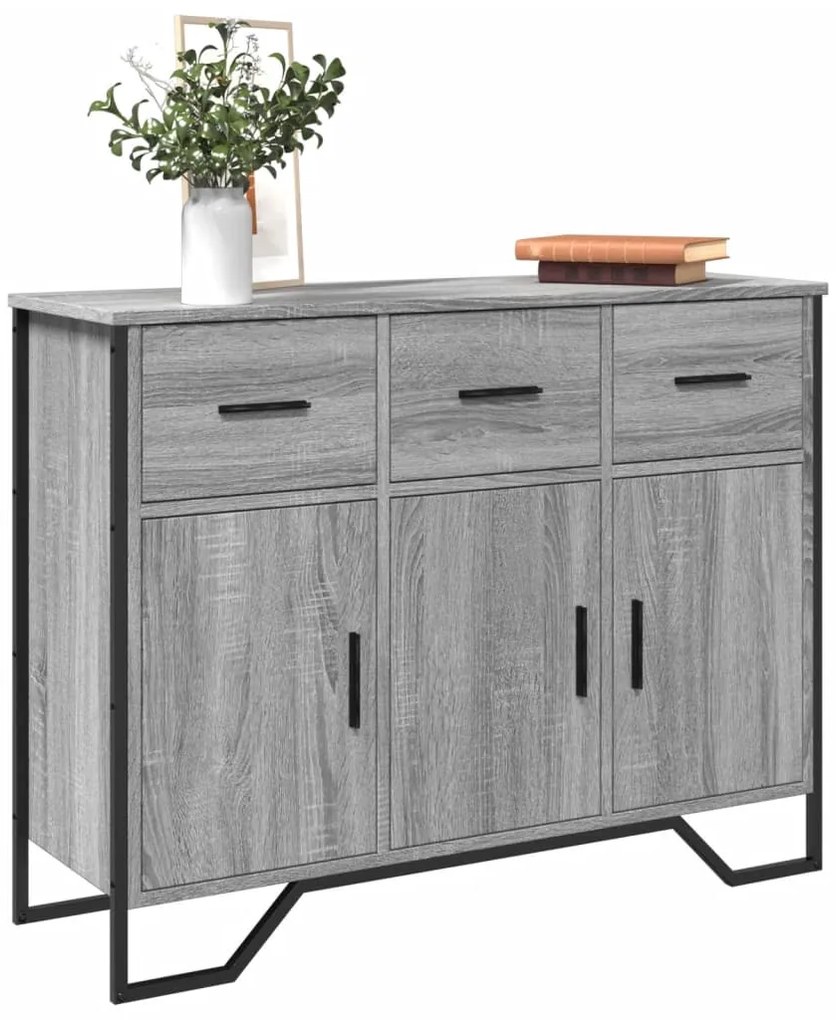 vidaXL Aparador 97x32,5x74,5 cm derivados de madeira sonoma cinzento