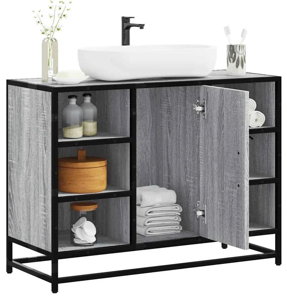Armário p/ lavatório WC 80x33x60 cm deriv.madeira cinza sonoma