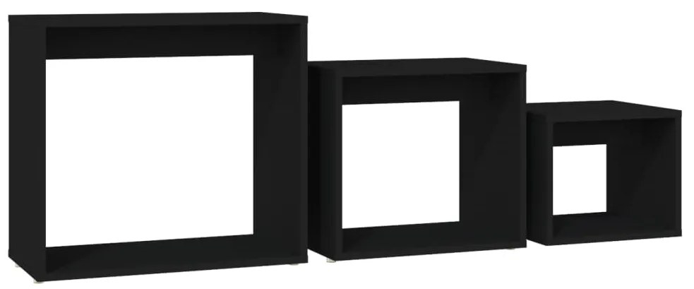 Mesas de encastrar 3 pcs contraplacado preto