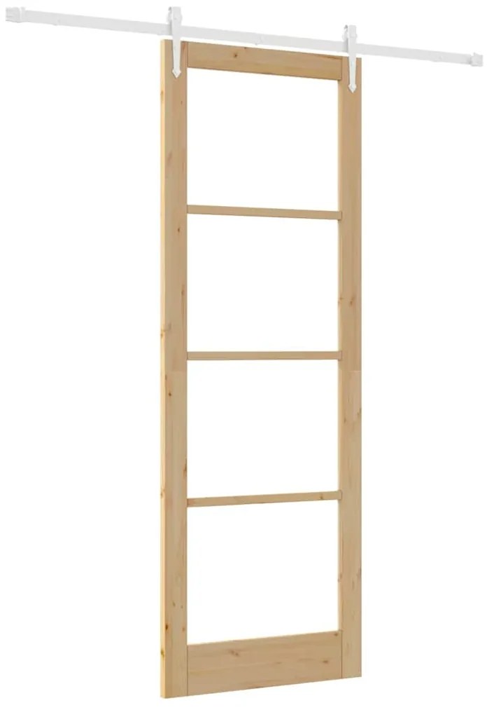 Porta Deslizante com Conjunto de Hardware 83x232 cm Madeira Sólida de