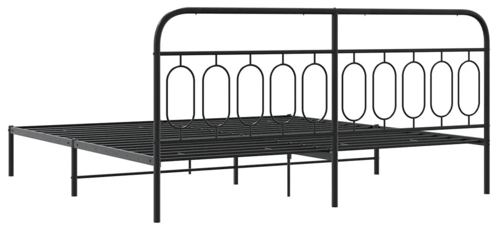 Estrutura de cama com cabeceira 200x200 cm metal preto