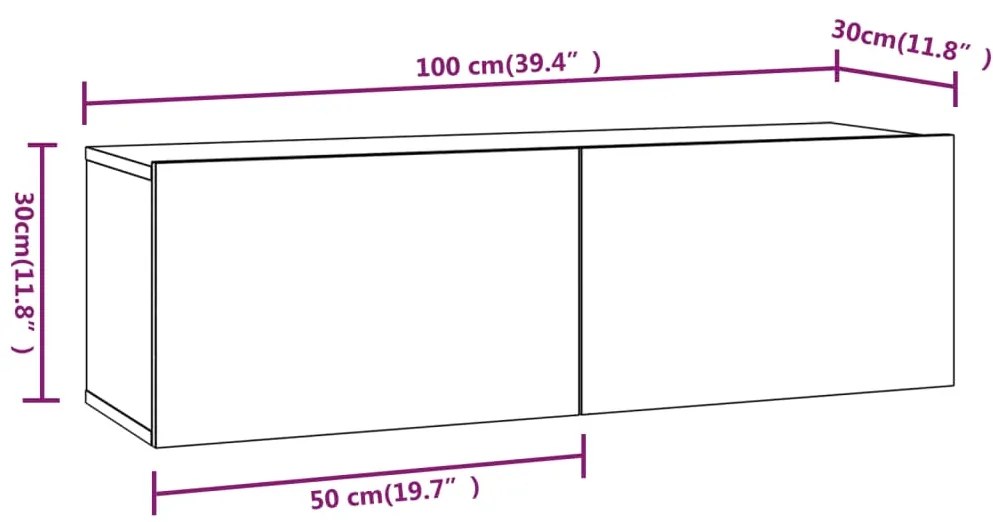 Móveis de TV para parede 4 pcs 100x30x30 cm cinza cimento