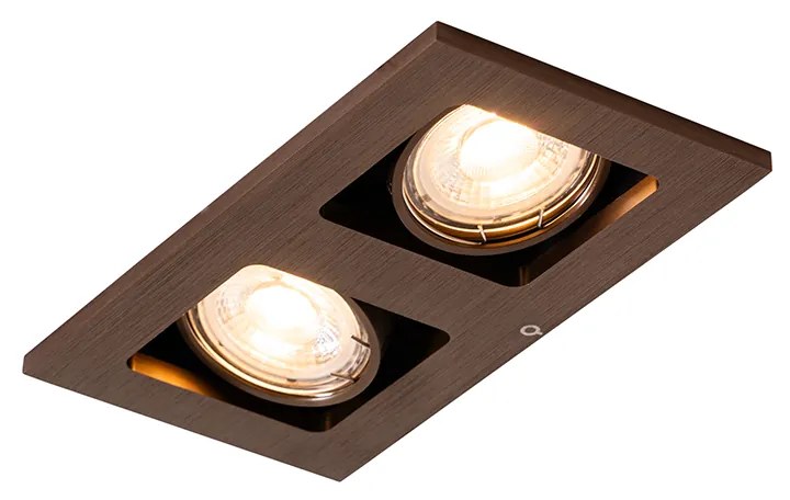 Foco embutido bronze escuro retangular 2 luzes ajustável e rotativo - Qure Moderno