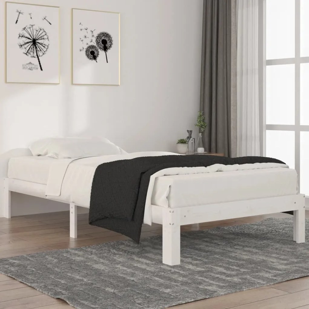 810356 vidaXL Estrutura de cama 100x200 cm pinho maciço branco