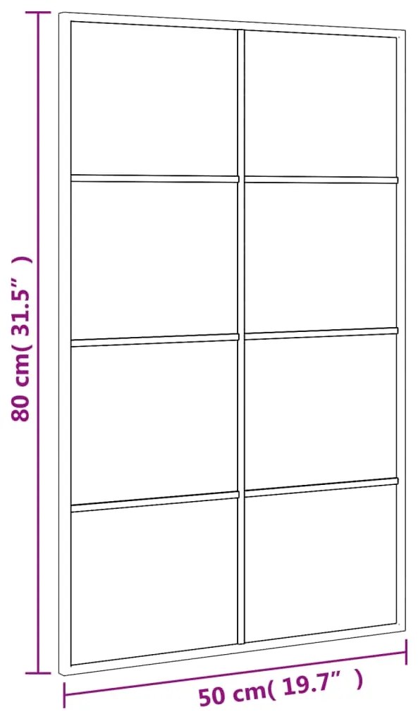 Espelho de parede retangular 50x80 cm ferro preto