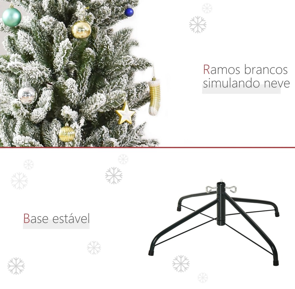 HOMCOM Árvore de Natal 180cm Neve Artificial com 394 Ramos Ignífugos d