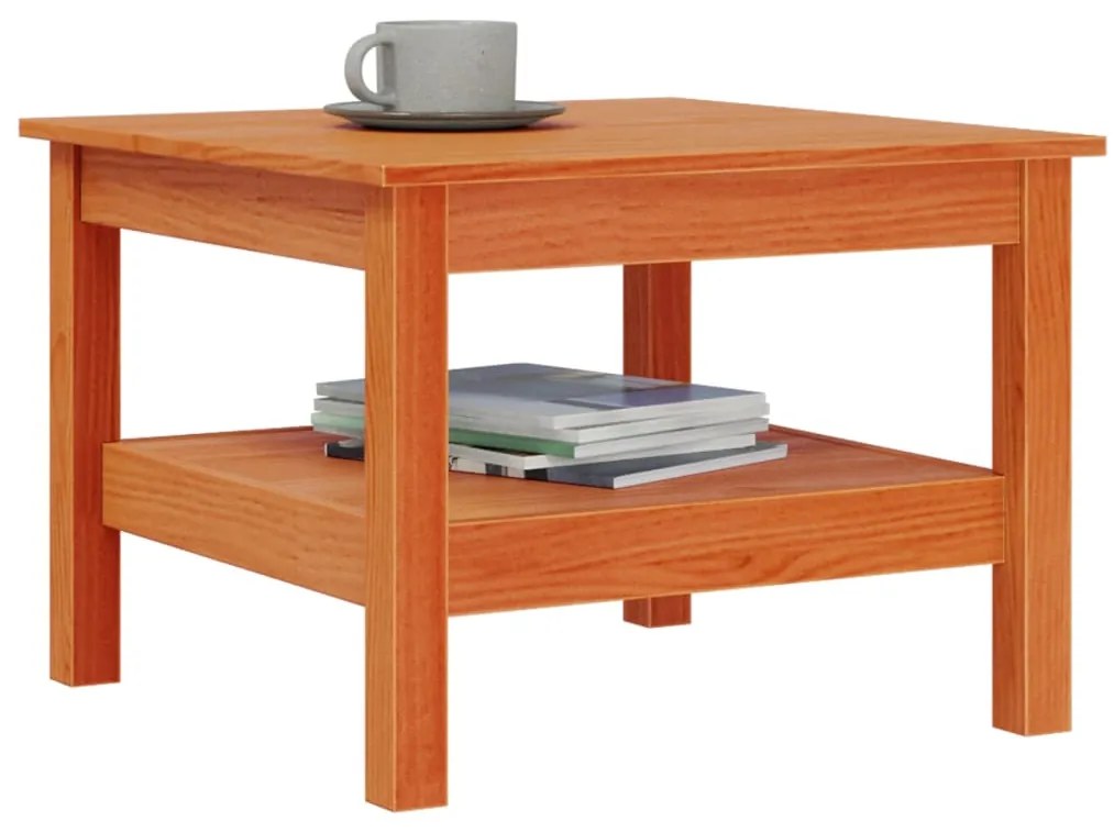 Mesa de centro 55x55x40 cm madeira pinho maciça castanho mel