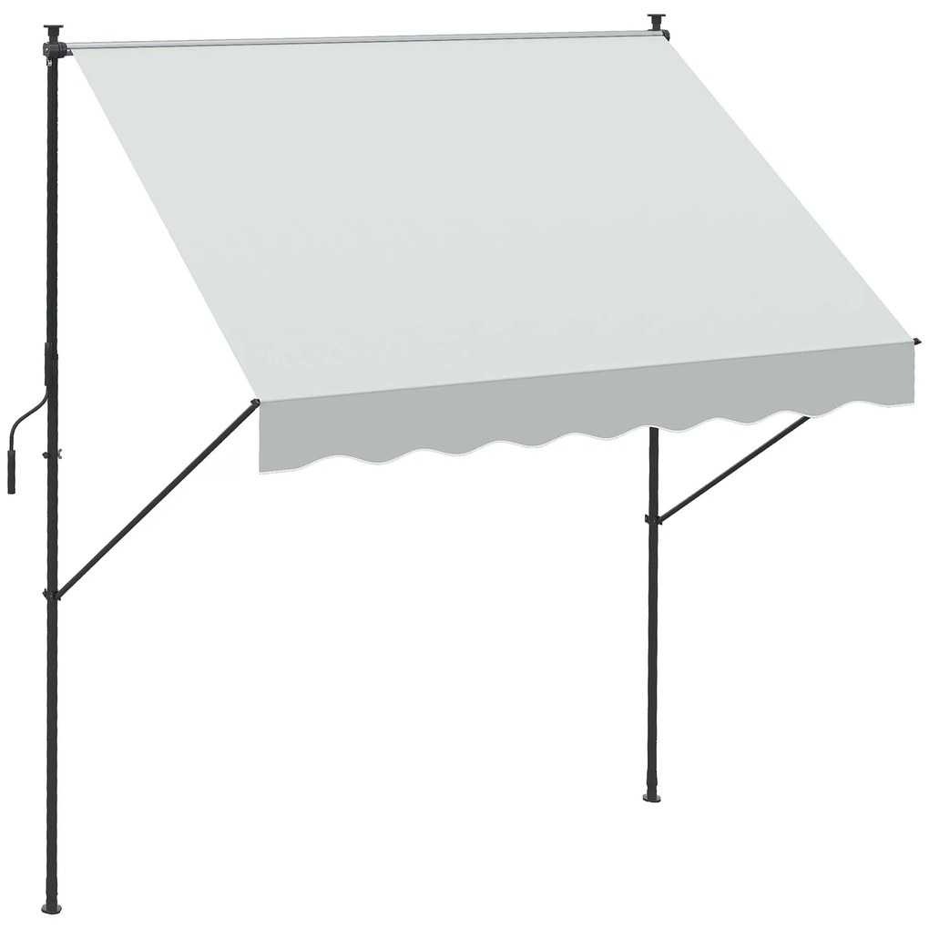 Outsunny Toldo Manual Retrátil Ajustável 200x170x200-290 cm com Manivela Proteção Solar UV40+ para Varanda Jardim Creme