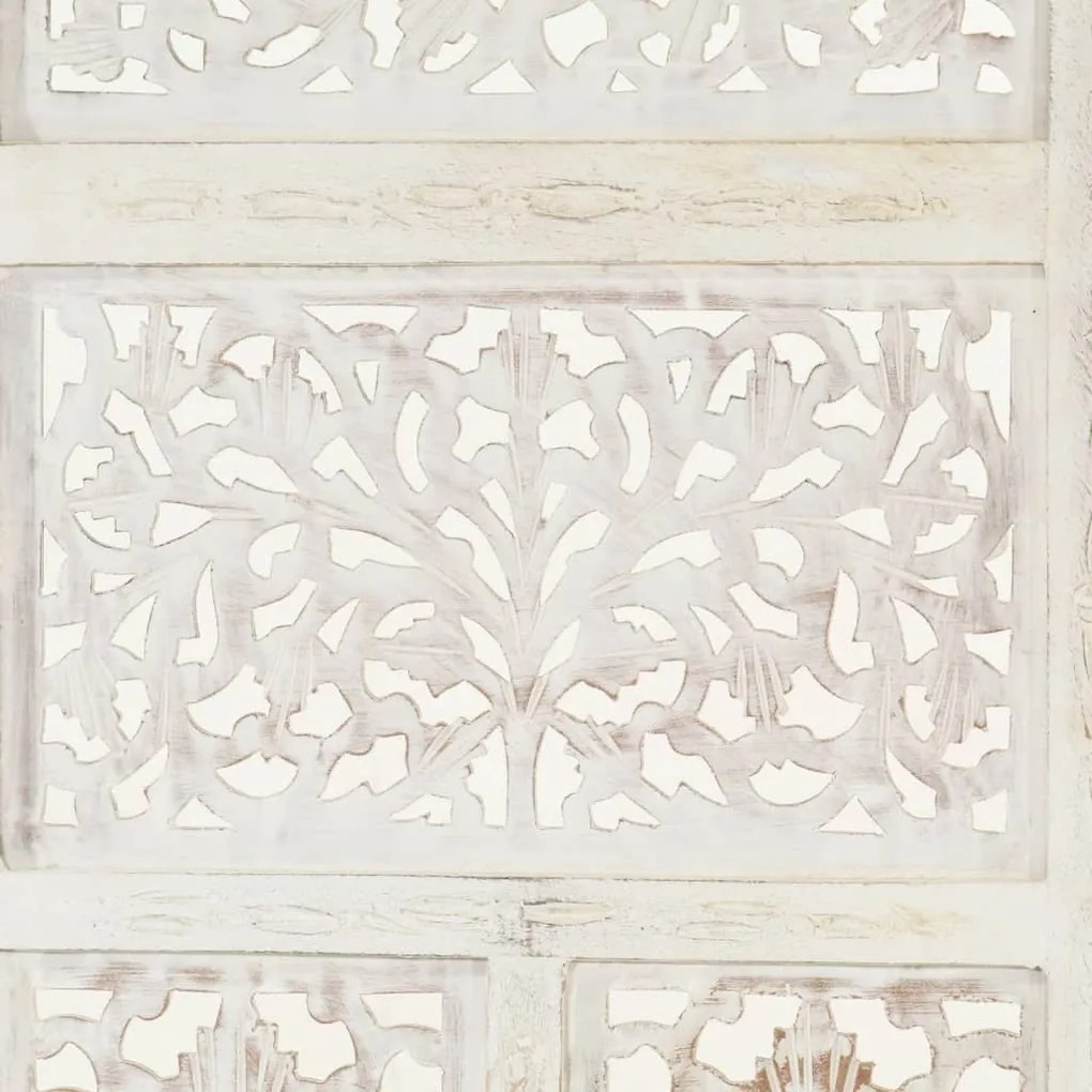 Biombo esculp. mão 4 painéis 160x165cm mangueira maciça branco