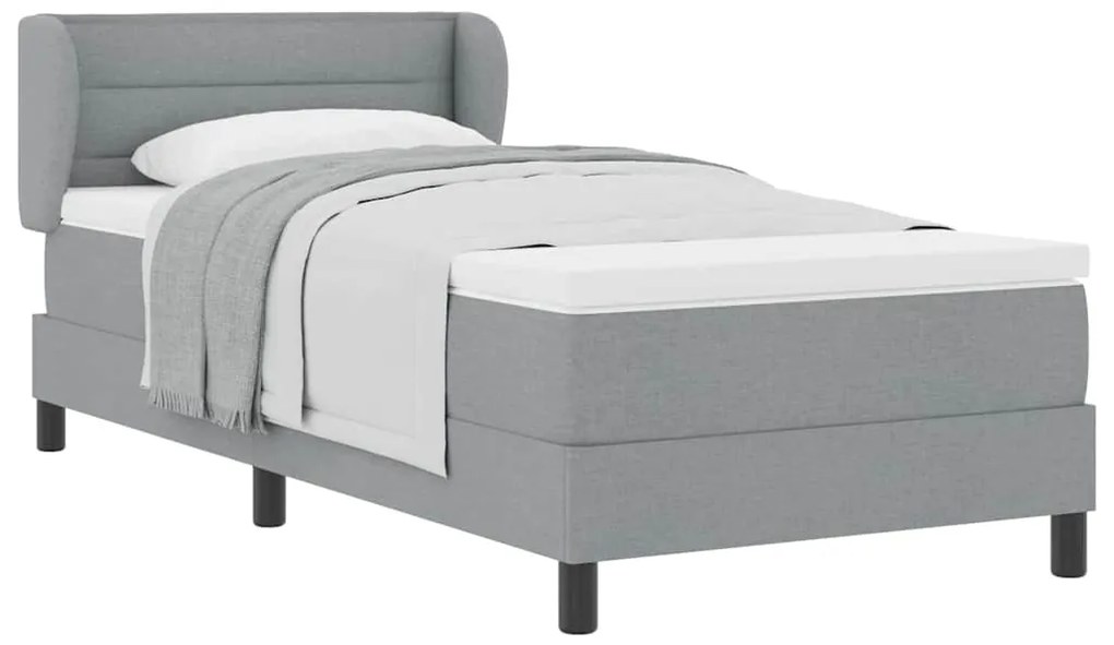Cama Box com Colchão Cinza Claro 100x200 cm Tecido
