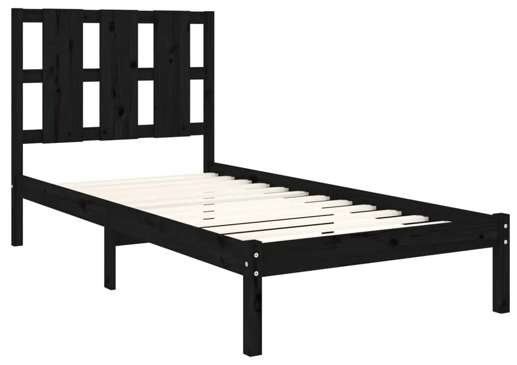 Estrutura de cama 100x200 cm pinho maciço preto