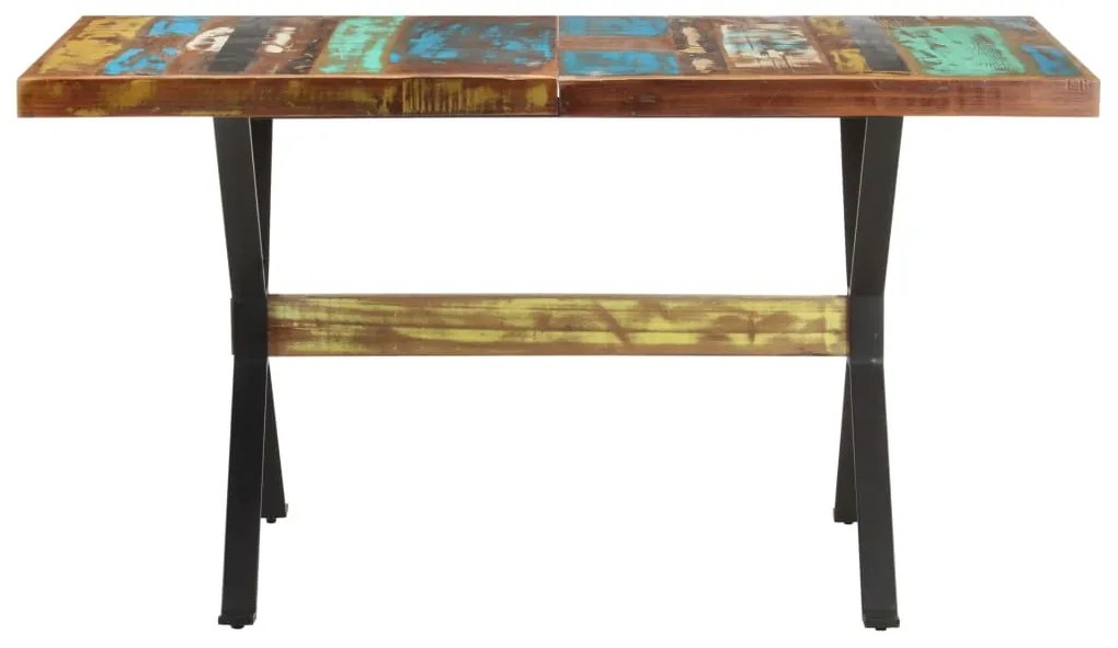 Mesa de jantar 140x70x76 cm madeira recuperada maciça