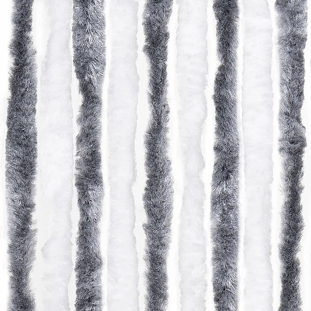 Cortina anti-insetos 100x220 cm chenille cinzento e branco