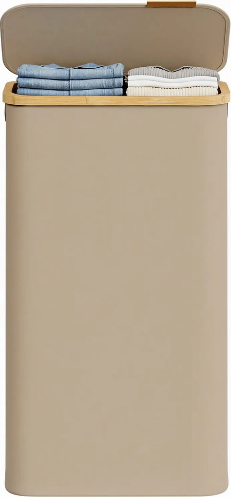 Cesto da roupa suja 65 L com tampa 150 L 42 x 22,5 x 70,5 cm castanho camelo