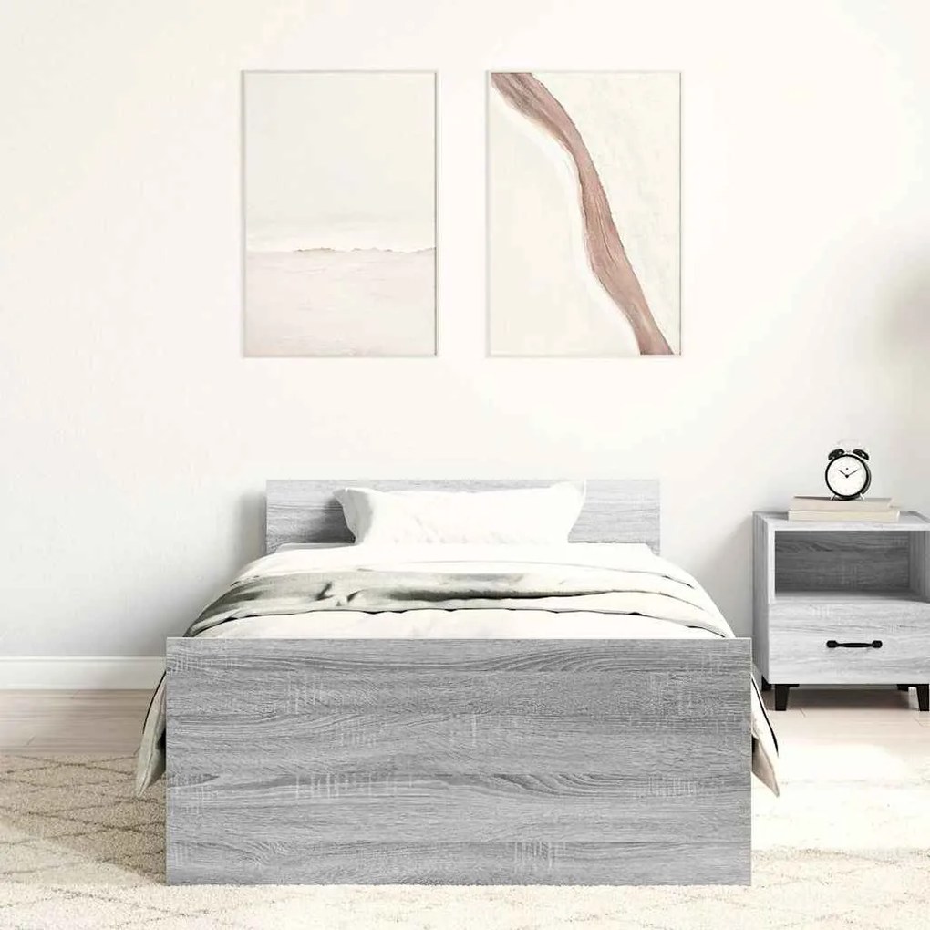 Estrutura cama 90x190 cm derivados de madeira cinzento sonoma