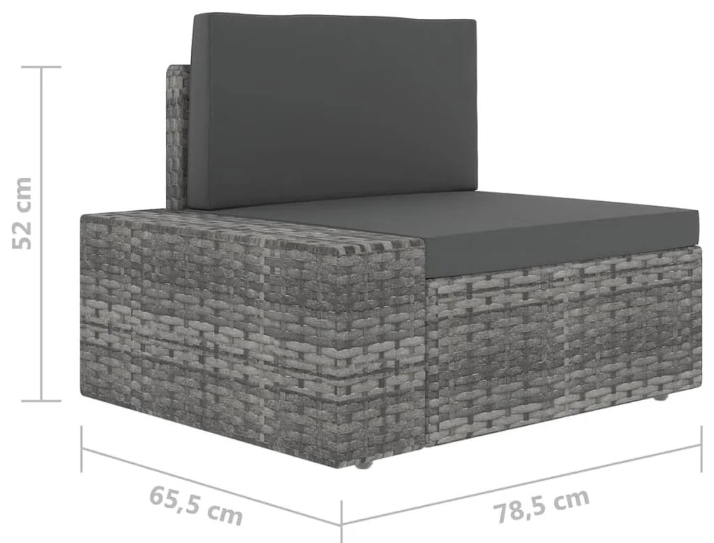 5 pcs conjunto lounge de jardim c/ almofadões vime PE cinzento
