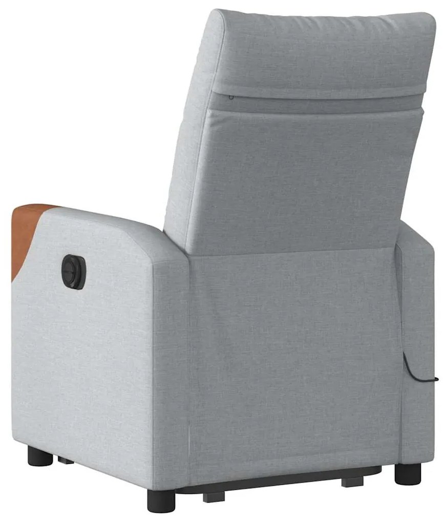 Poltrona reclinável massagens tecido cinzento-claro