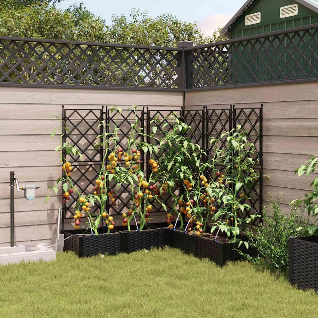 vidaXL Jardineiras de Jardim 1 pc Preto 120 x 120 x 126 cm Plástico
