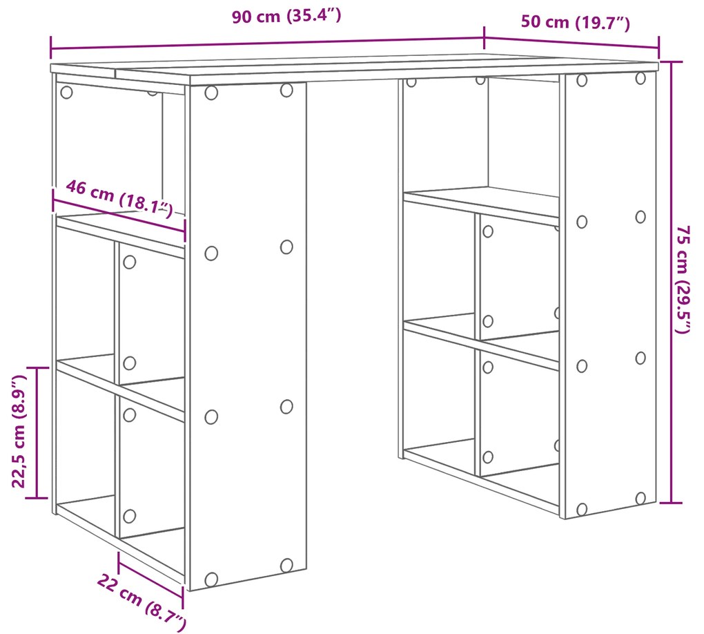 Mesa de Escrita Carvalho Preto Aglomerado de Partículas