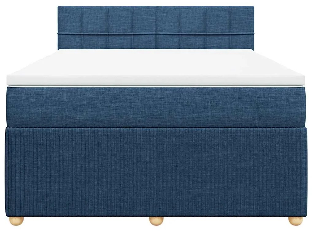 Cama com molas/colchão 160x200 cm tecido azul