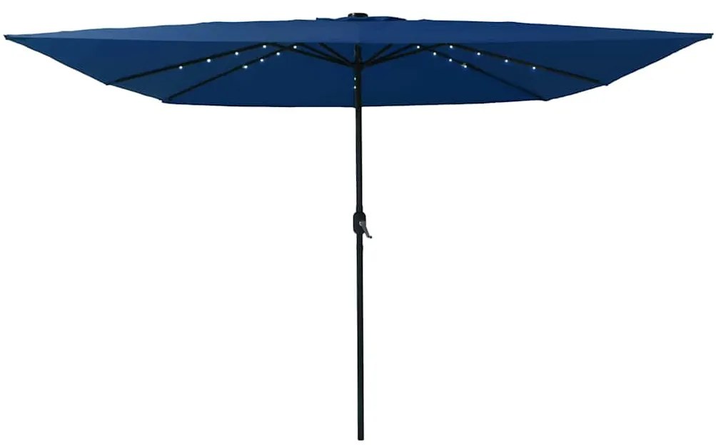 Guarda-sol Quadrado de Jardim com Luzes LED 295x245 cm Azul Celeste