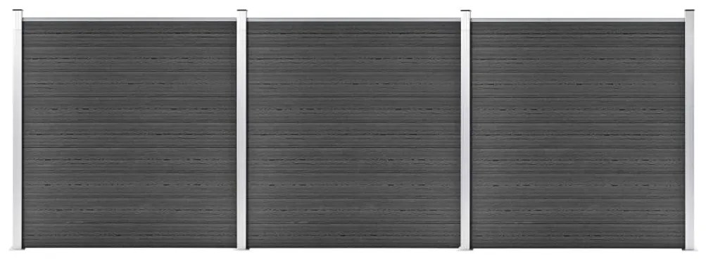 vidaXL Conjunto de painel de vedação WPC 526x186 cm preto