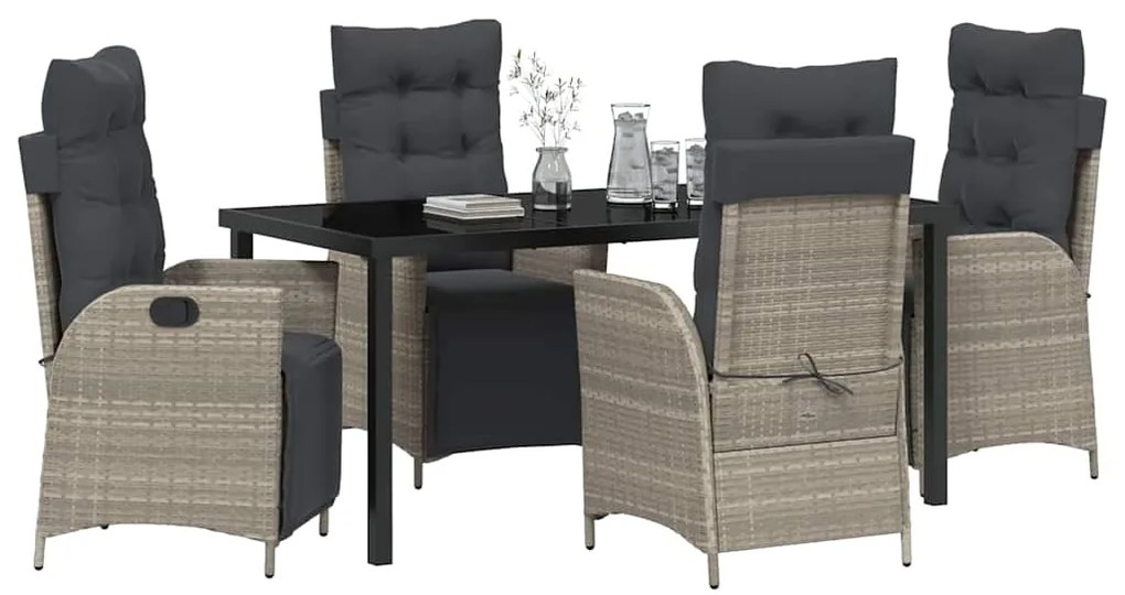 Conjunto de Jantar de Jardim com 5 peças em rattan sintético cinza cla