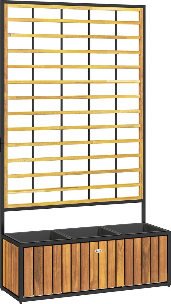 Outsunny Floreira com Treliça Canteiro Elevado em Acácia 74x27x131 cm Teca | Aosom Portugal