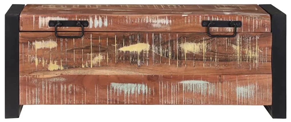 Baús de Armazenamento vidaXL 80x30x30cm Madeira Recuperada Sólida e Me