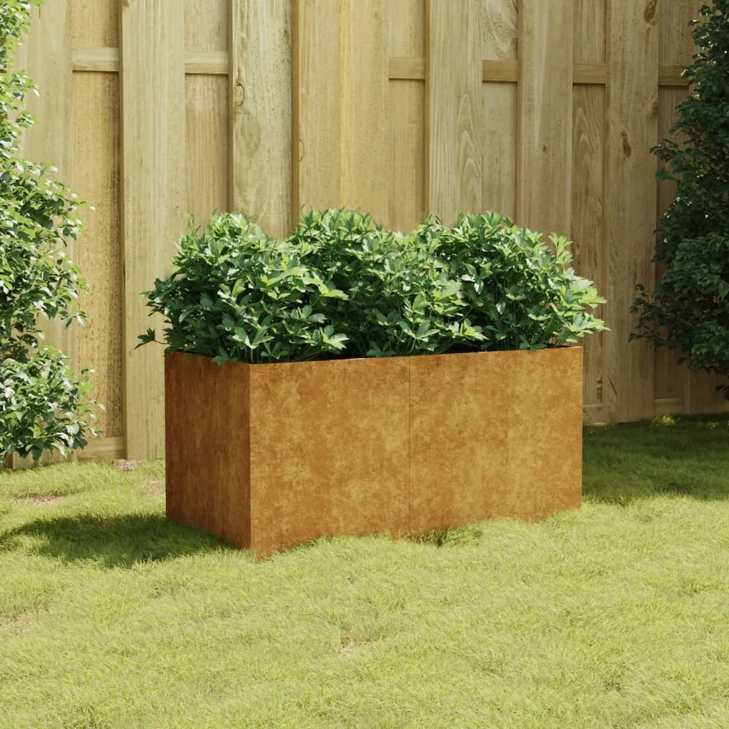 824530 vidaXL Vaso/floreira 80x40x40 cm aço corten