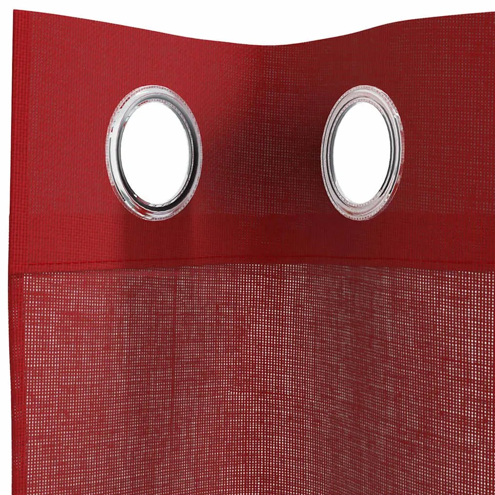 Cortinas de voile com ilhós 2 pcs vermelho tinto