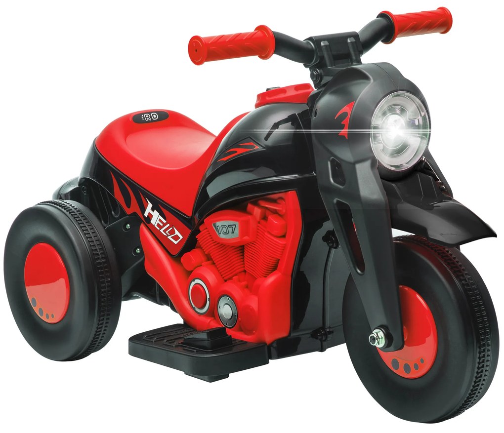 AIYAPLAY Mota Elétrica para Crianças Mota a Bateria 6V com Função de Bolhas Farol Música Motocicleta para Crianças com Velocidade 3km/h Carga 30 kg Vermelho