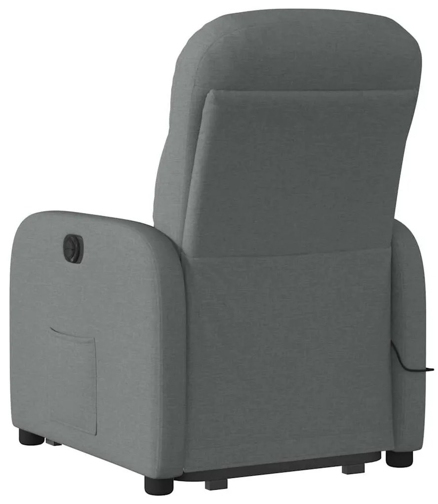 Poltrona elevatória de massagens tecido cinzento-escuro