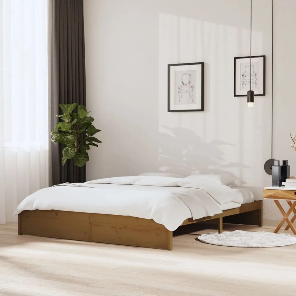 vidaXL Estrutura de cama super king 180x200 cm madeira castanho-mel