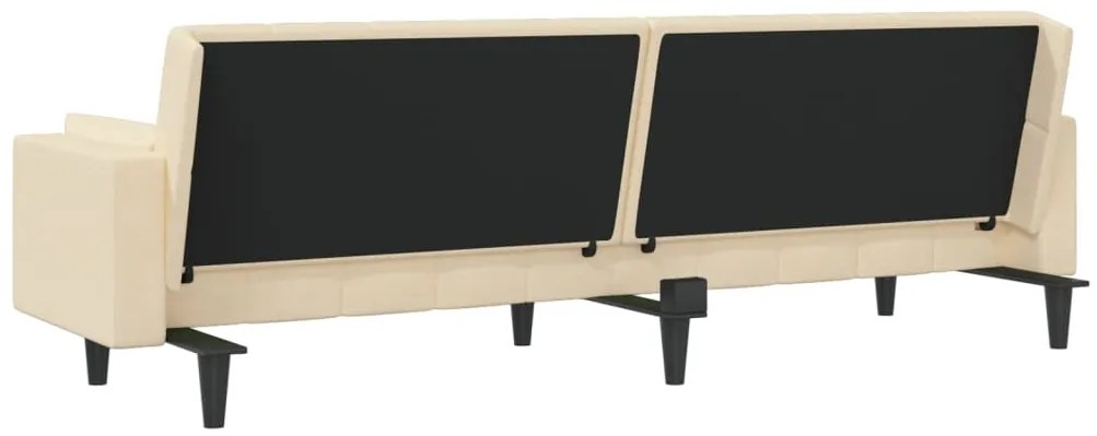 Sofá-cama 2 lugares com duas almofadas tecido cor creme