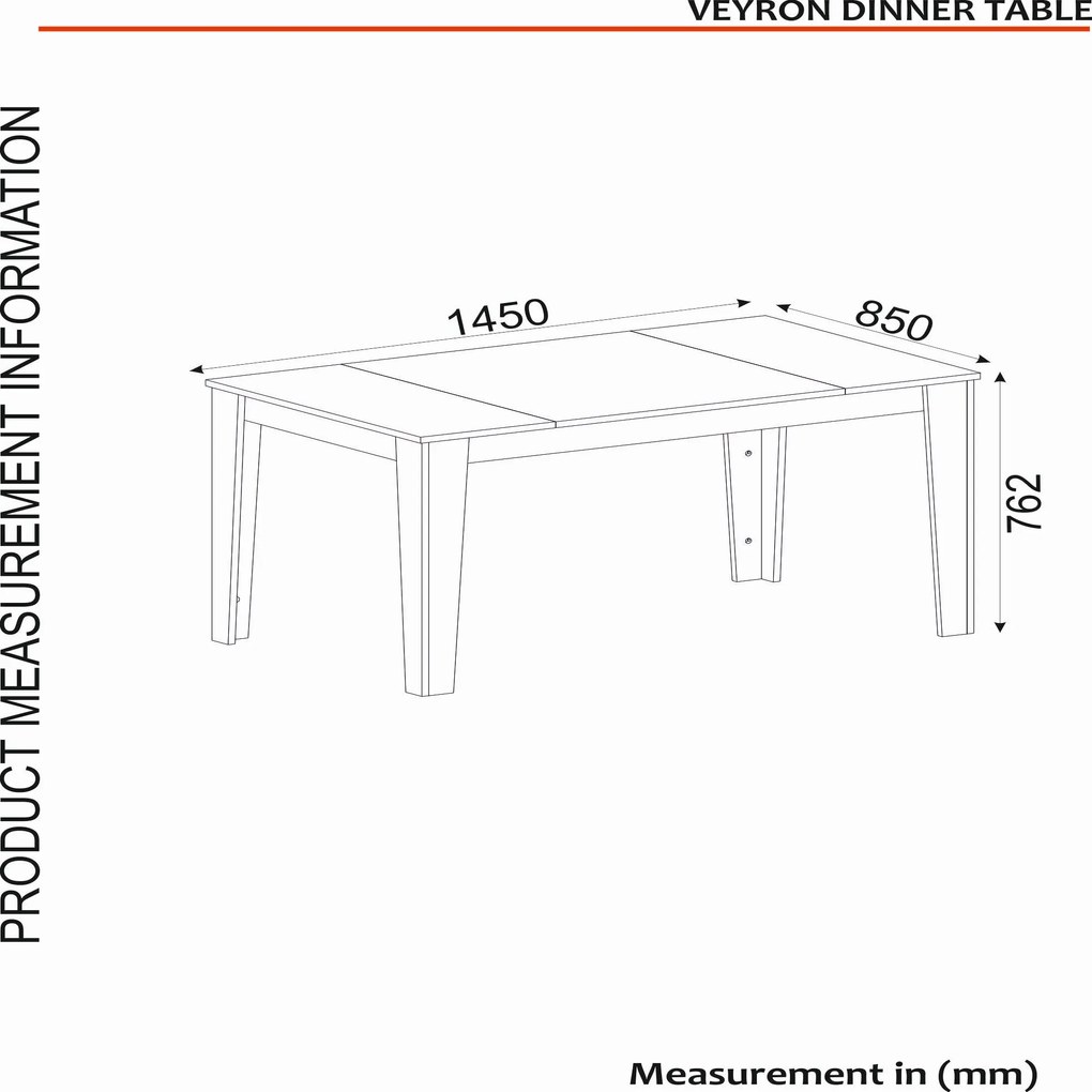 Mesa de Jantar "Veyron" – 145x85x76.2 cm – Branco, Travertino, Arenito