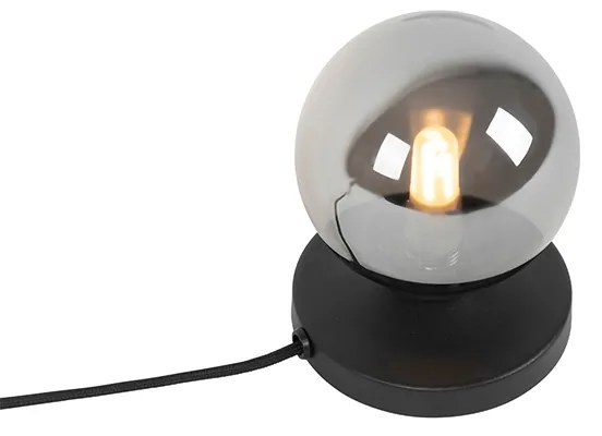 Candeeiro de mesa moderno preto com vidro fumê - Athens