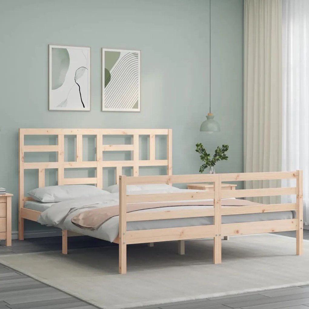 Estrutura de cama King Size com cabeceira madeira maciça