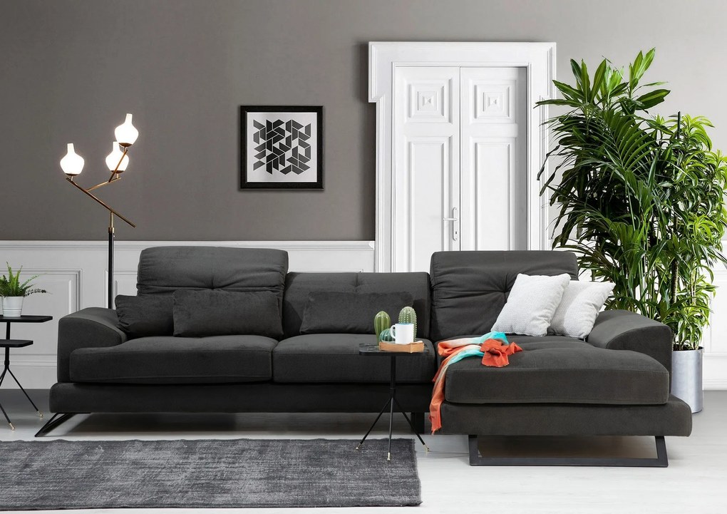 Sofá de Canto Frido – Antracite – 308 cm x 190 cm