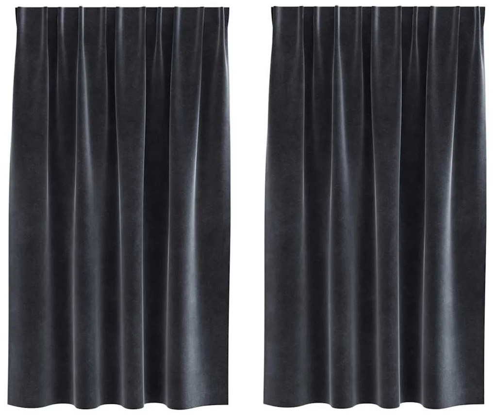 Cortinas Blackout vidaXL com fita superior 2 pcs Cinza Escuro Veludo