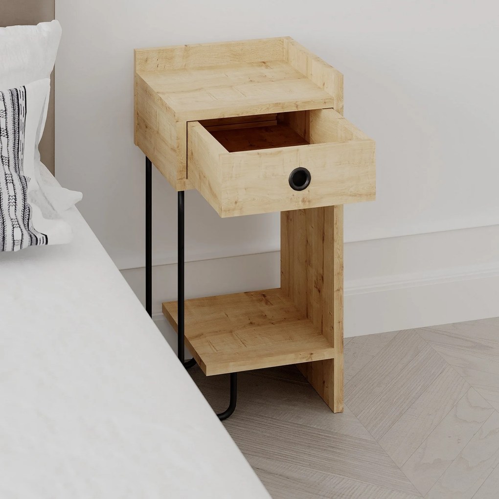 Mesa de Cabeceira Sirius Right – Carvalho – 32x61x30 cm